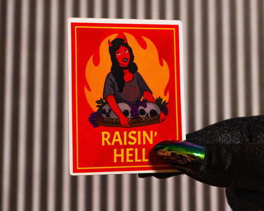 Raisin' Hell - Devil Girl Raisin Box Sticker