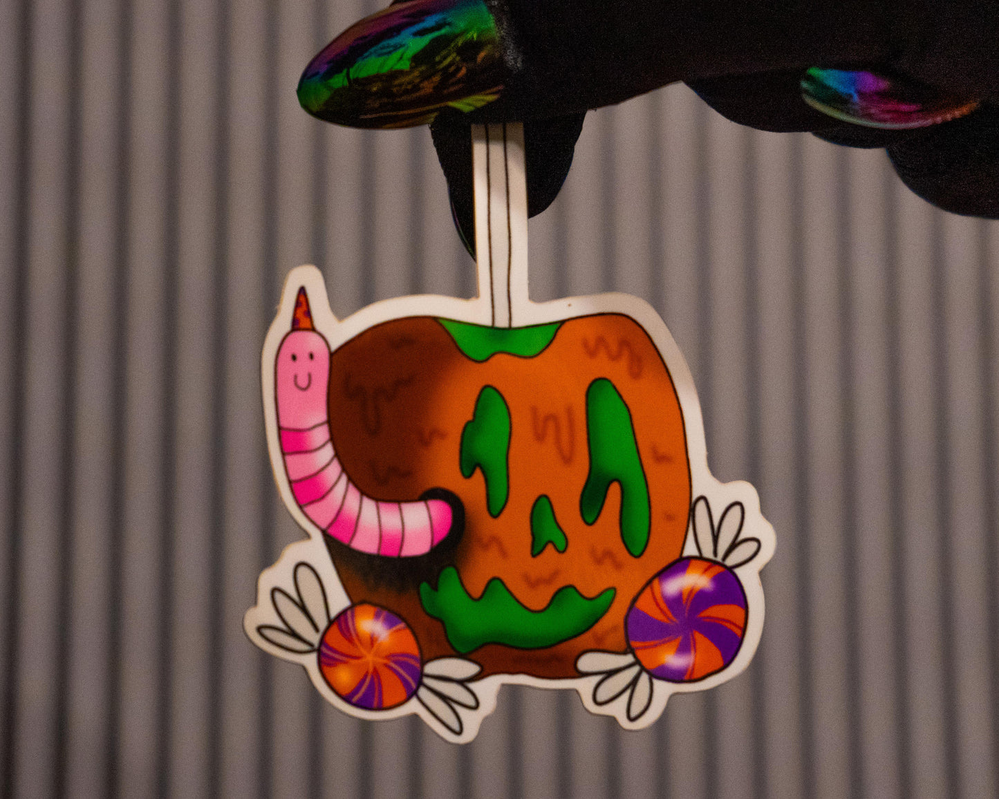 Worm Halloween Party Sticker